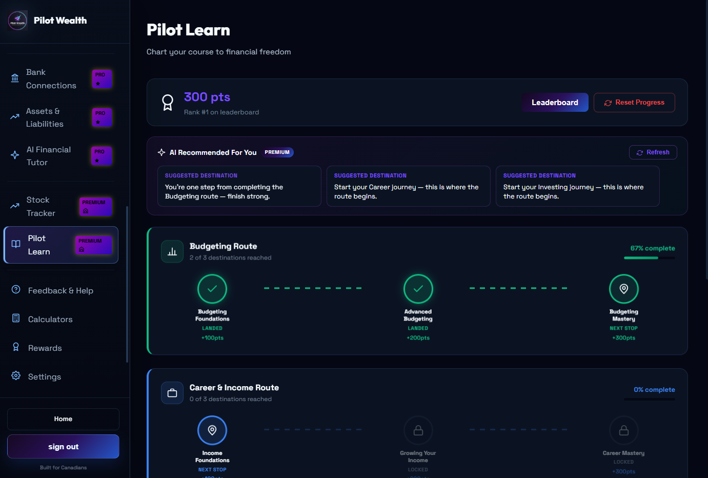 Pilot Learn financial courses